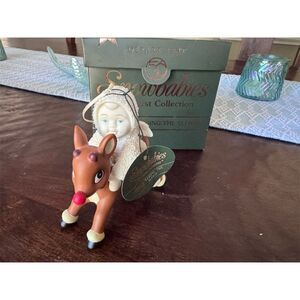 Vintage Dept 56 Snowbabies Rudolph Guiding Sleigh Christmas Figurine Ornament‎